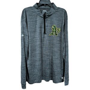 Mens Oakland Athletics 1/4 Zip Pullover Top XL Gray Stitches Genuine Merchandise